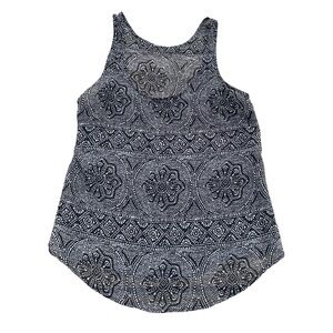 💛 Old Navy Black & White Geometric Print Sleeveless Tank Top - Flowy Blouse M/L